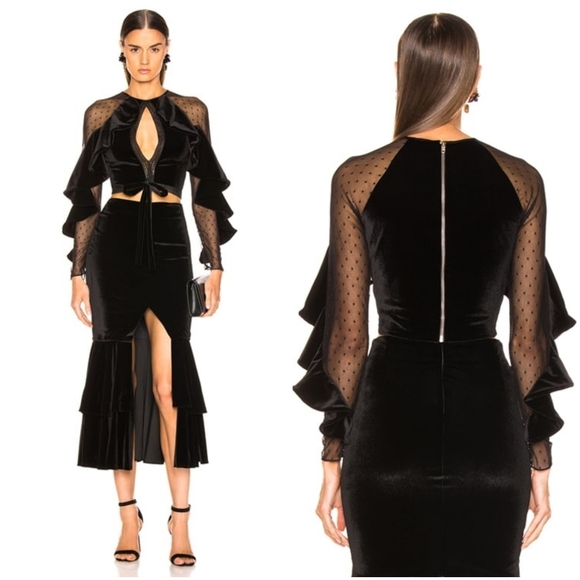 NWT PatBo Velvet Keyhole Long Sleeve Crop Top 8 - Picture 3 of 11